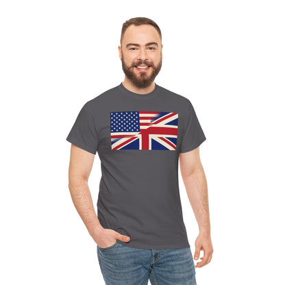 USA-UK Flag Graphic Tee — American British Union Jack Mashup T-Shirt