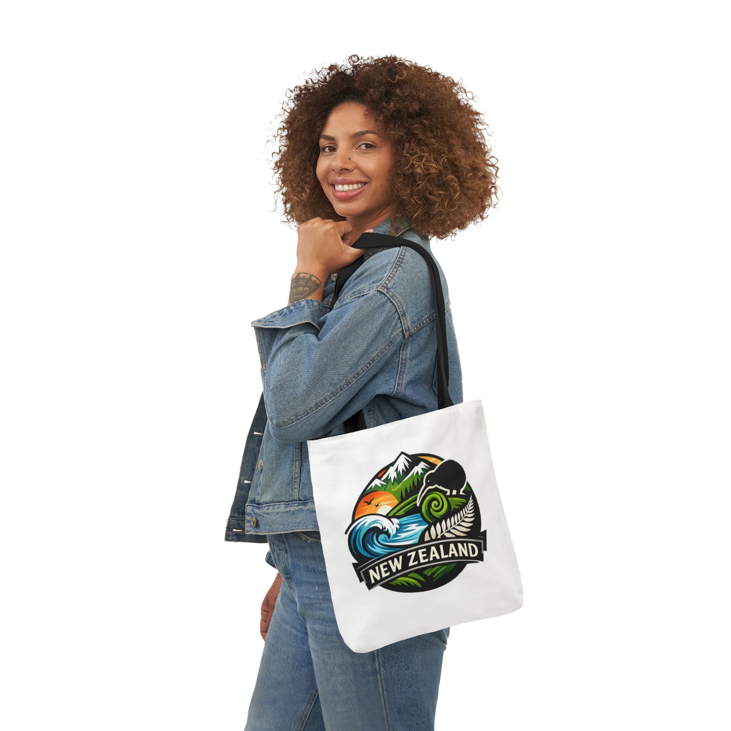 New Zealand Scenic Tote Bag — Kiwi, Mountains & Waves Canvas Tote