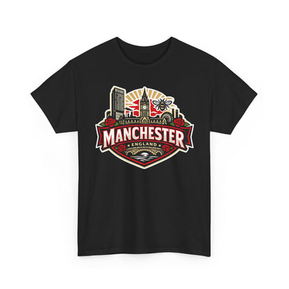 Manchester England Skyline T-Shirt — Vintage City Crest Tee