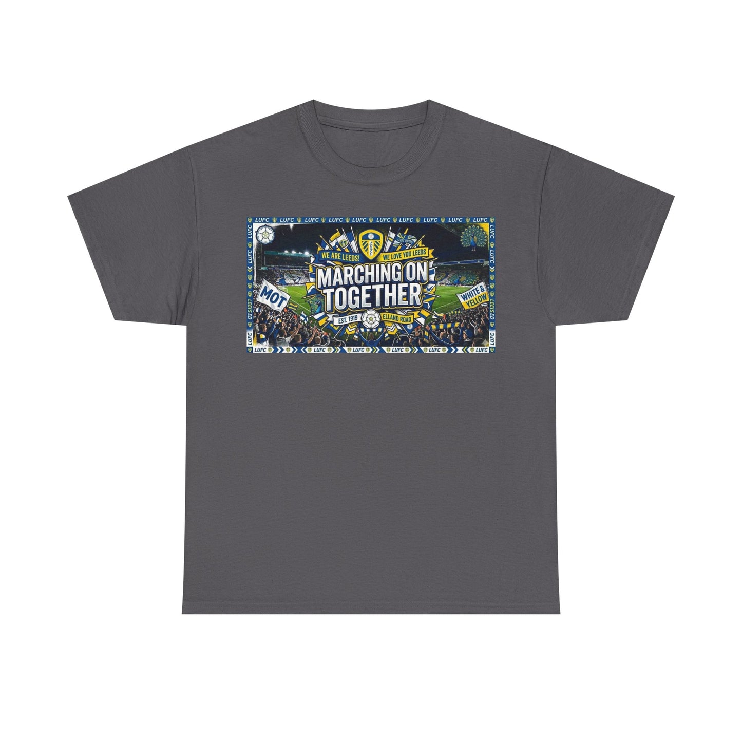 Leeds United T-Shirt — "Marching On Together" Fan Tee (Soccer Supporter Graphic)