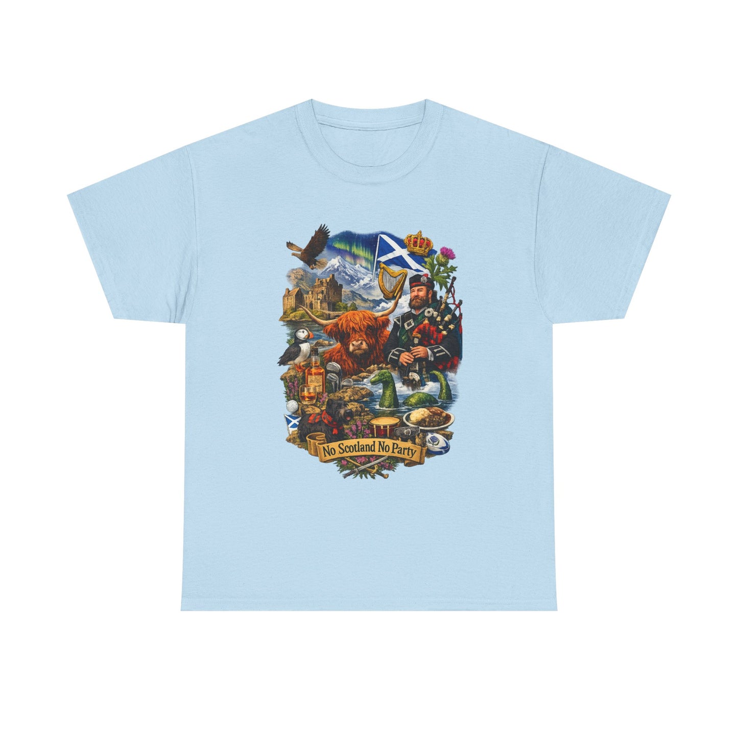 Scotland Collage T-Shirt — "No Scotland No Party" Scottish Heritage Tee