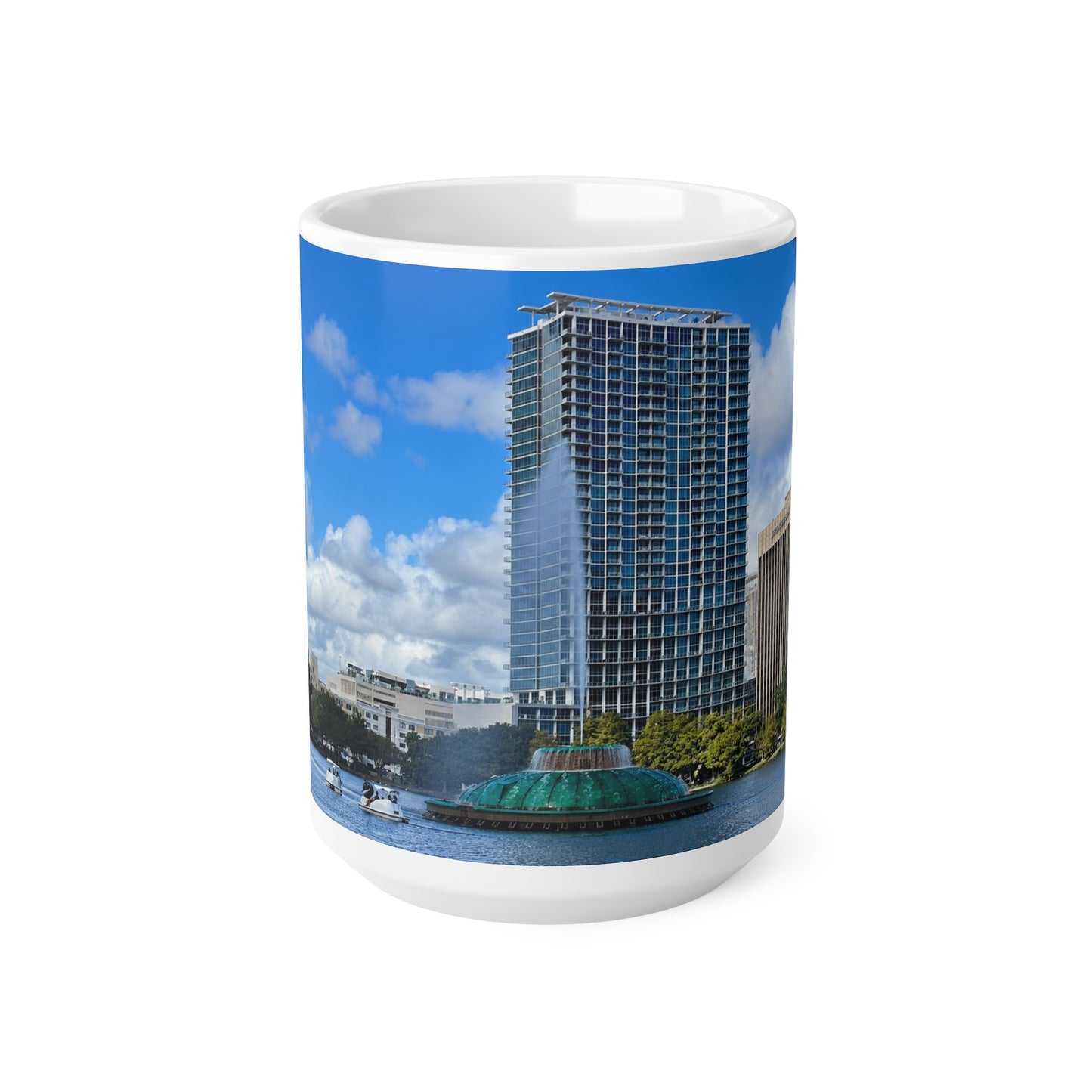 Lake Eola City Waterfront Photo Mug — Scenic Harbor Skyline Ceramic Coffee Cup (11oz & 15oz)