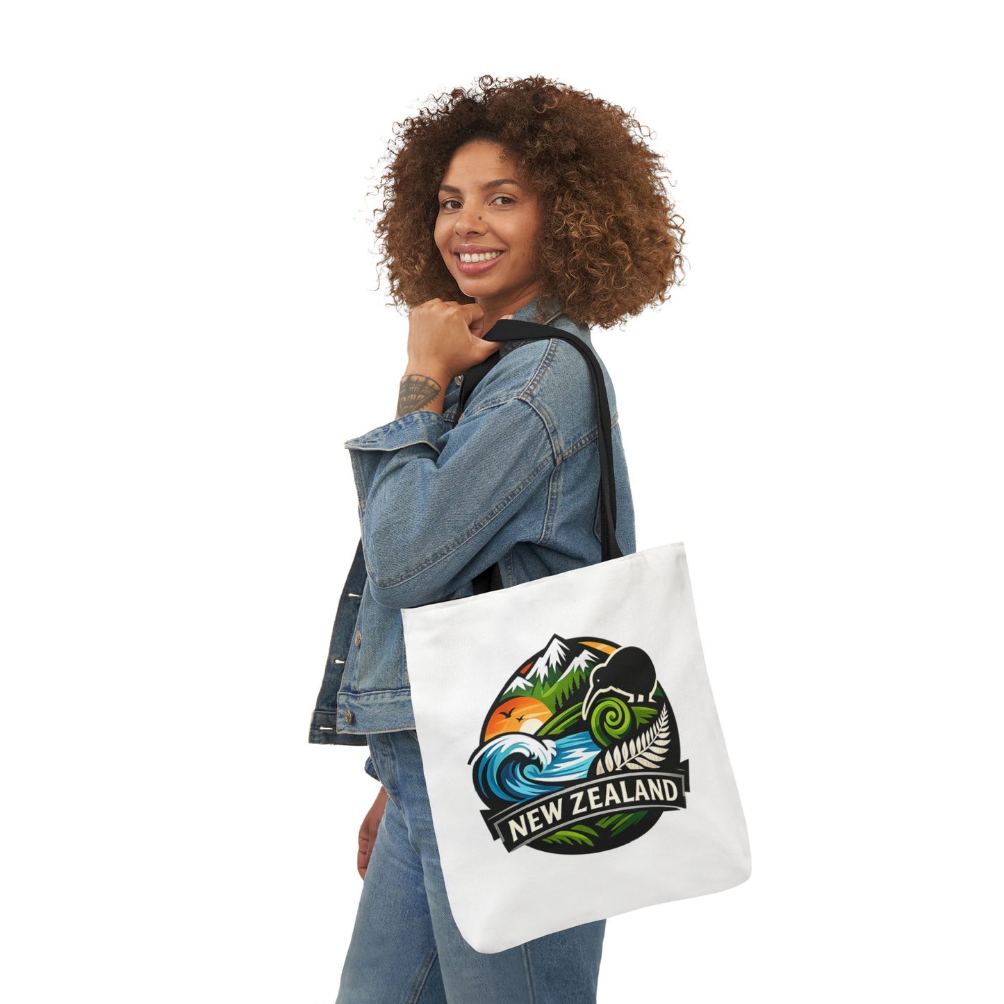 New Zealand Scenic Tote Bag — Kiwi, Mountains & Waves Canvas Tote