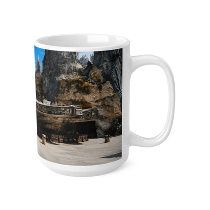 Falcon Spacecraft Ceramic Mug — Millennium-Style Starship Landscape 11oz/15oz