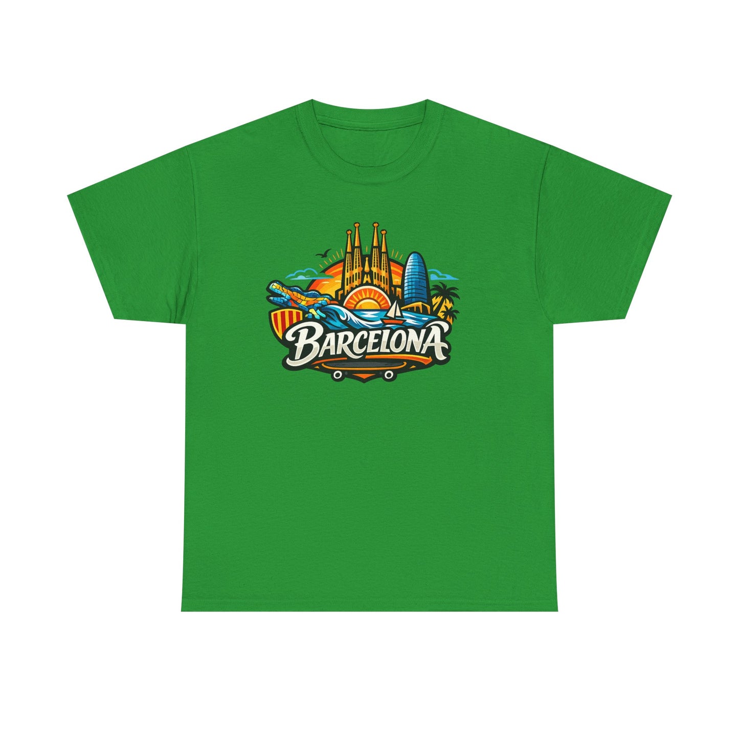 Barcelona Skyline Graphic Tee — Colorful Travel Souvenir T-Shirt