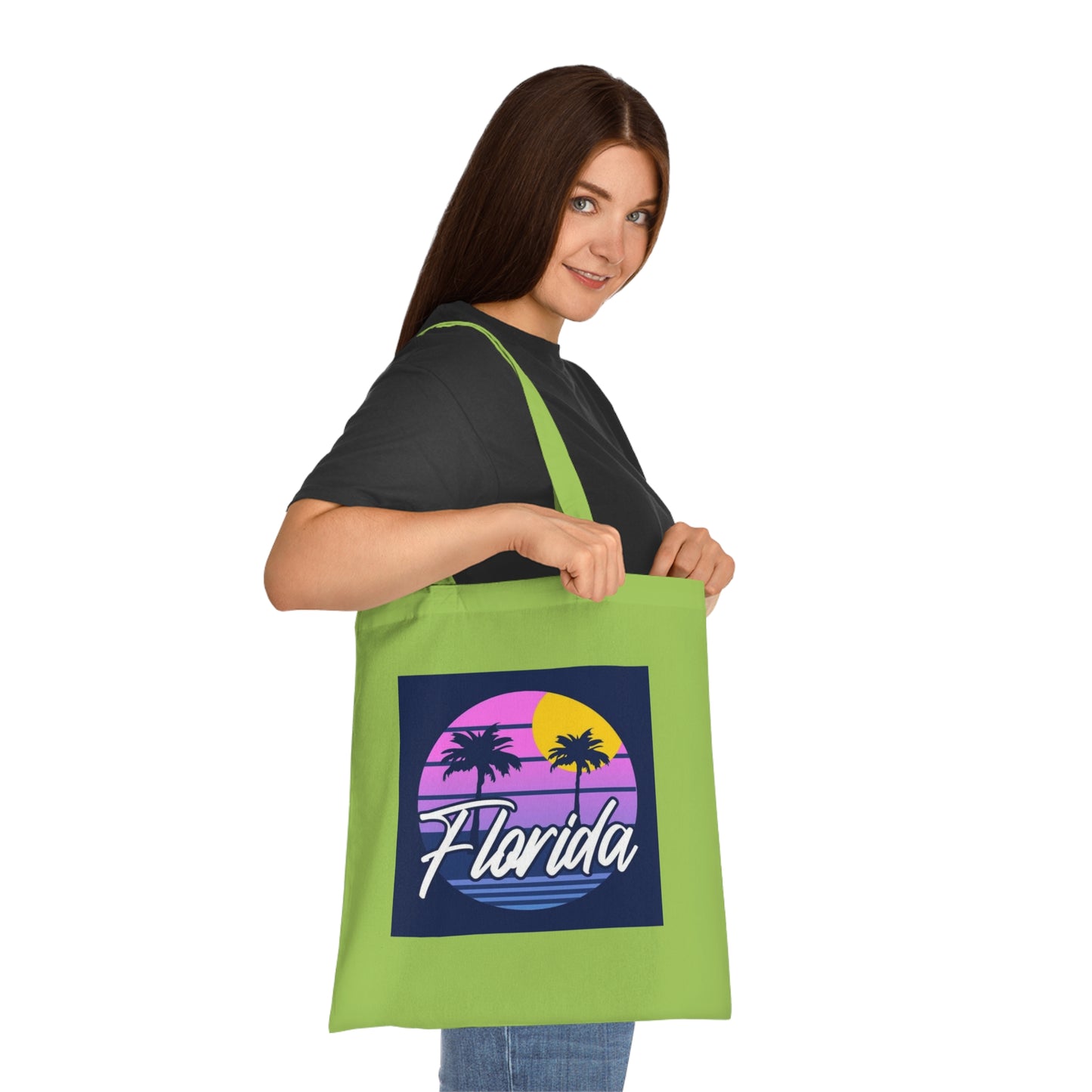 Florida Sunset Palm Tote Bag — Retro Beach Cotton Tote