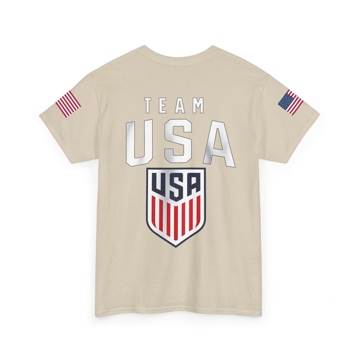 Team USA Flag T‑Shirt — Patriotic Navy Tee with Back Shield Logo