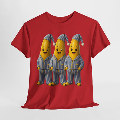 Bananas in Pyjamas – Three Smiling Bananas in Striped Pajamas Graphic T-Shirt