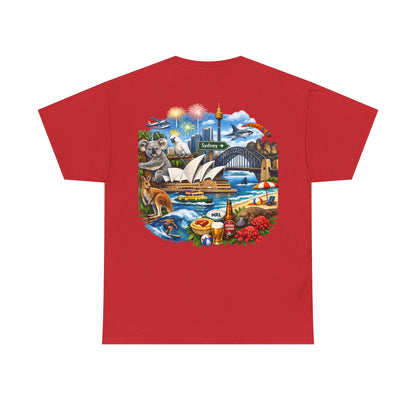 T-Shirt — Sydney Landmark Collage Tee (Opera House, Harbour Bridge, Koala & Beach Scene)