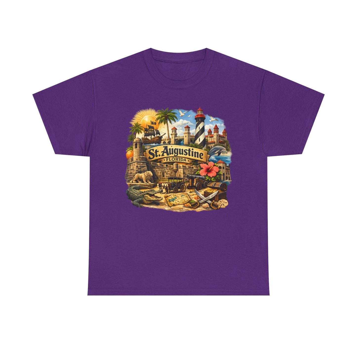 St. Augustine Florida Vintage Travel Tee — Retro Beach & Lighthouse Souvenir T-Shirt