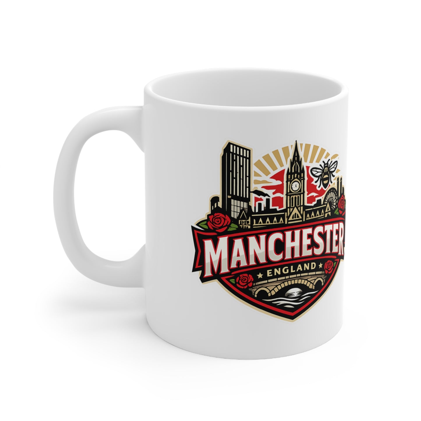 Manchester England Ceramic Coffee Cups, 11oz, 15oz