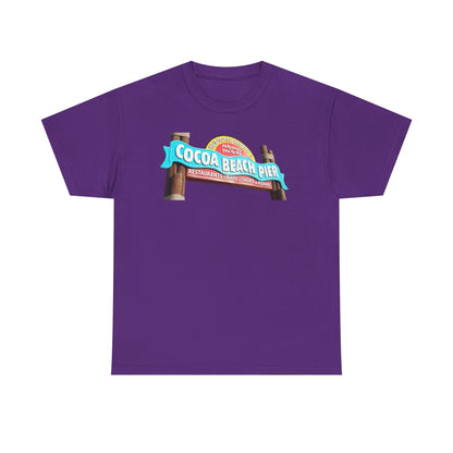 Cocoa Beach Pier T‑Shirt — Retro Beach Sign Vacation Tee