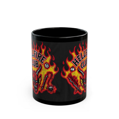Hellfire Club Black Mug — Flaming Demon Skull Coffee Cup (11oz & 15oz)
