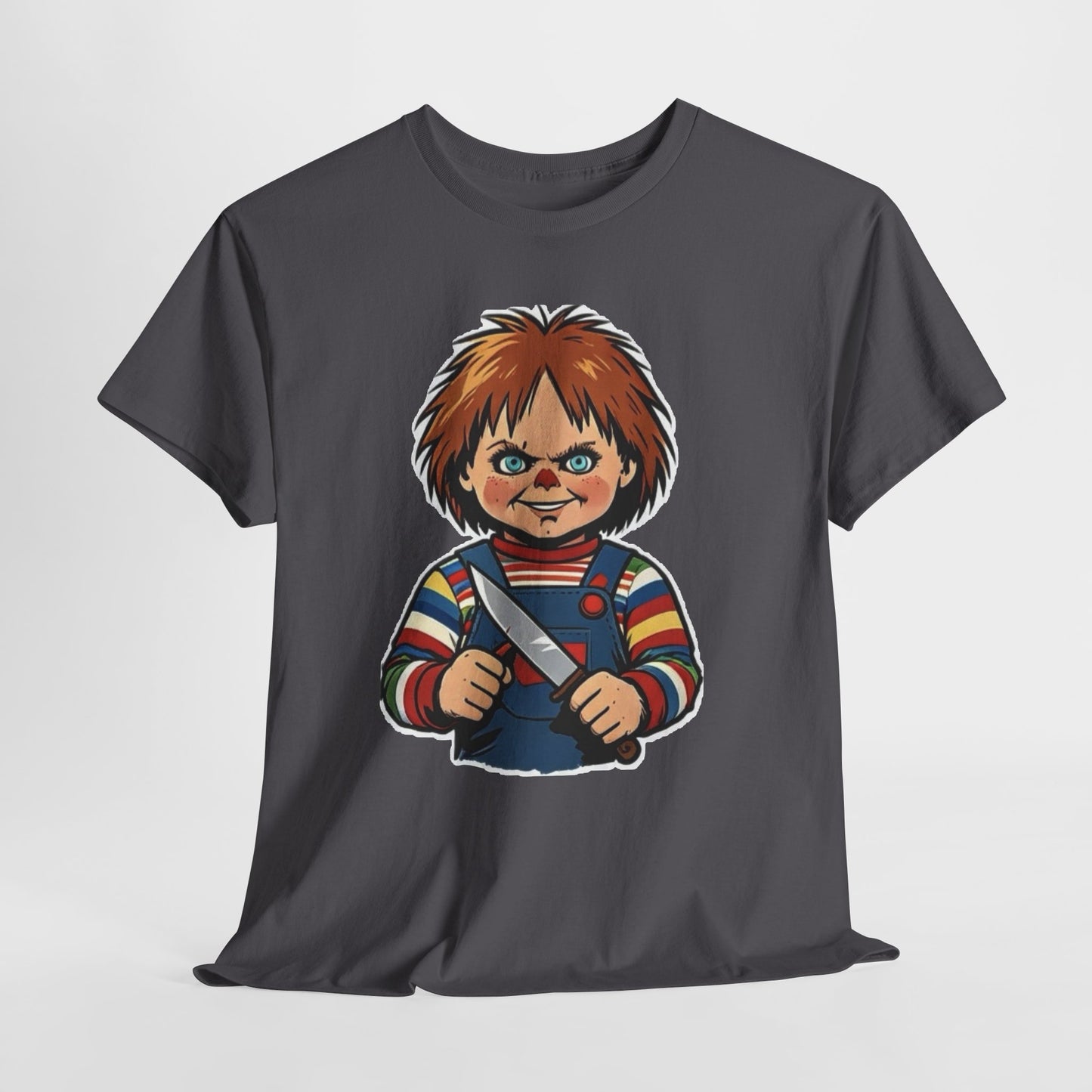Horror Doll Knife Tee — Creepy Chucky-Inspired Graphic T-Shirt