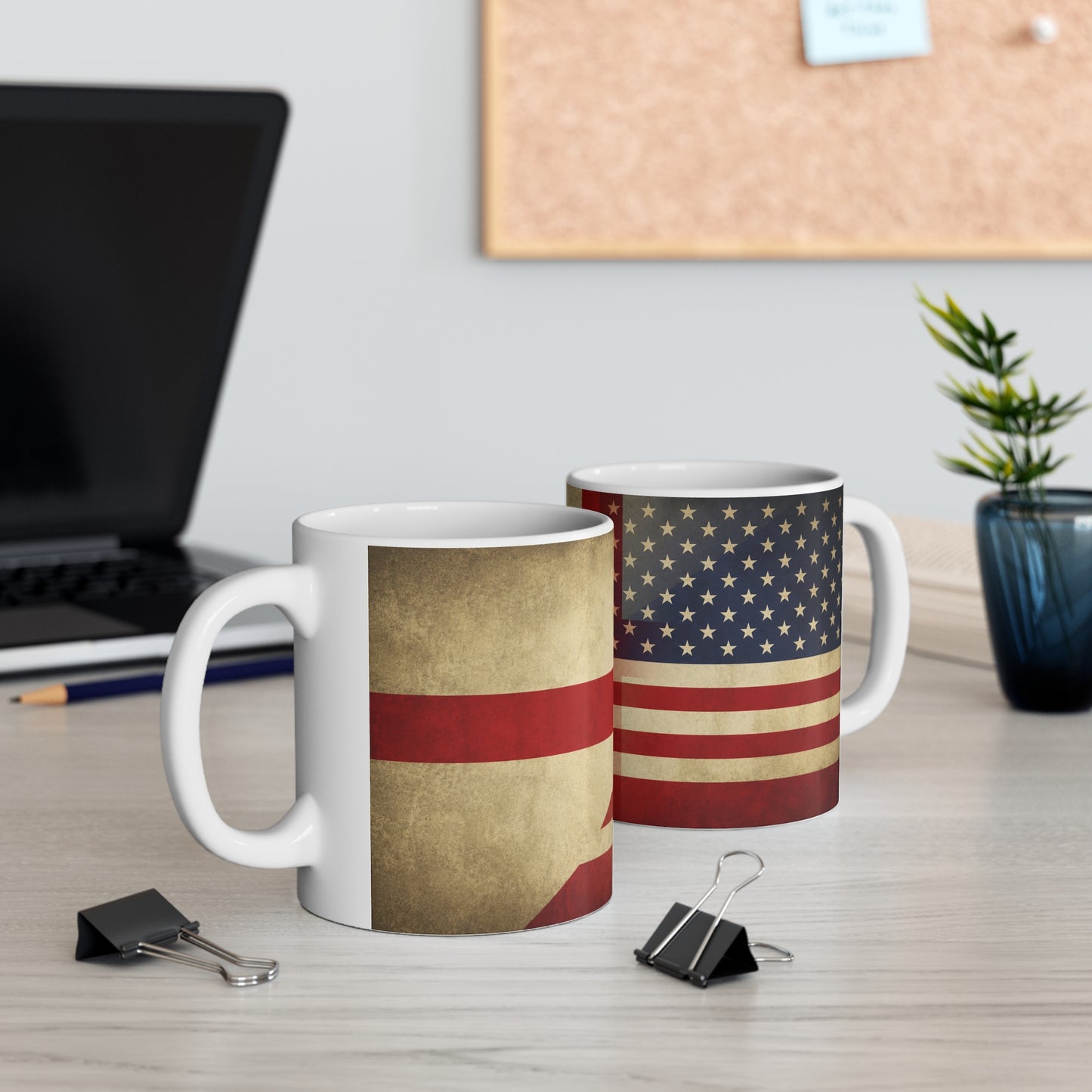 Vintage England & USA Flag Coffee Mug — Retro American Flag Ceramic Coffee Cup (11oz, 15oz)