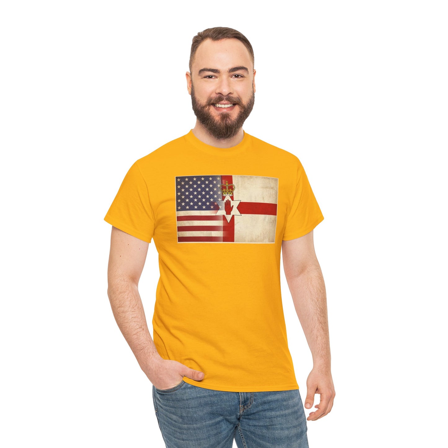 USA / Northern Ireland Flag T-Shirt – Vintage USA & Ulster Cross Tee