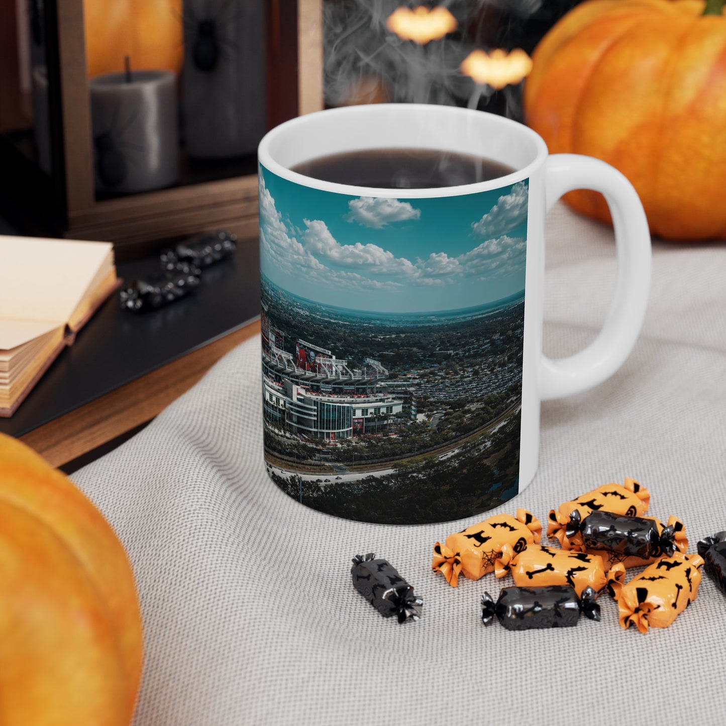 Tampa Bay Raymond James Stadium Aerial Photo Mug – Skyline Coffee Cup (11oz & 15oz)
