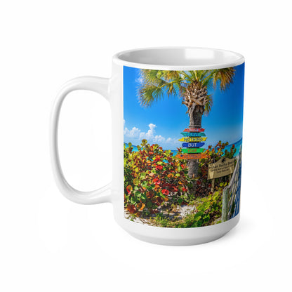 Indian Rocks Beach Boardwalk Coffee Mug — Tropical Palm Sunrise Ceramic Mug (11oz & 15oz)