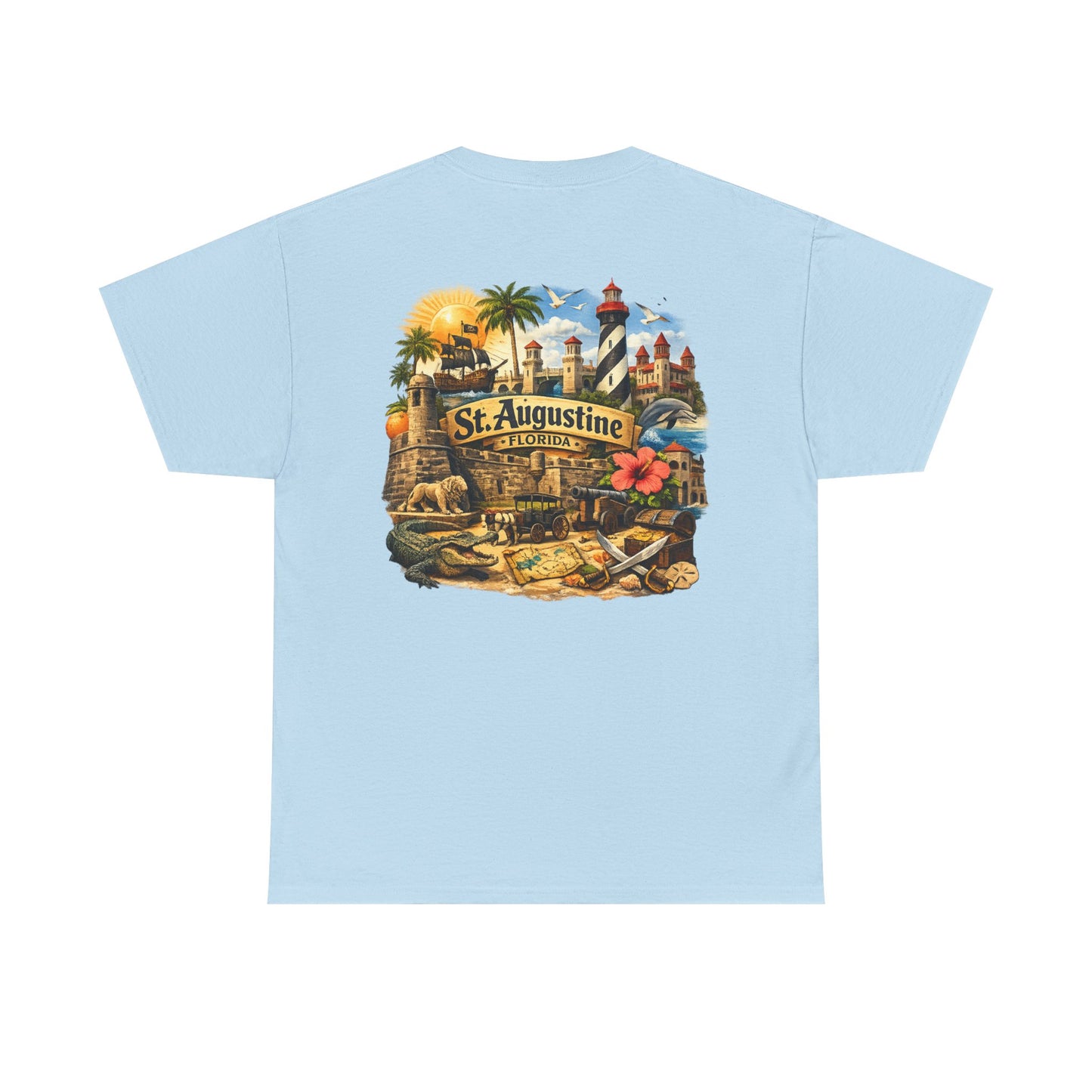 St. Augustine Florida Vintage Travel Tee — Retro Beach & Lighthouse Souvenir T-Shirt