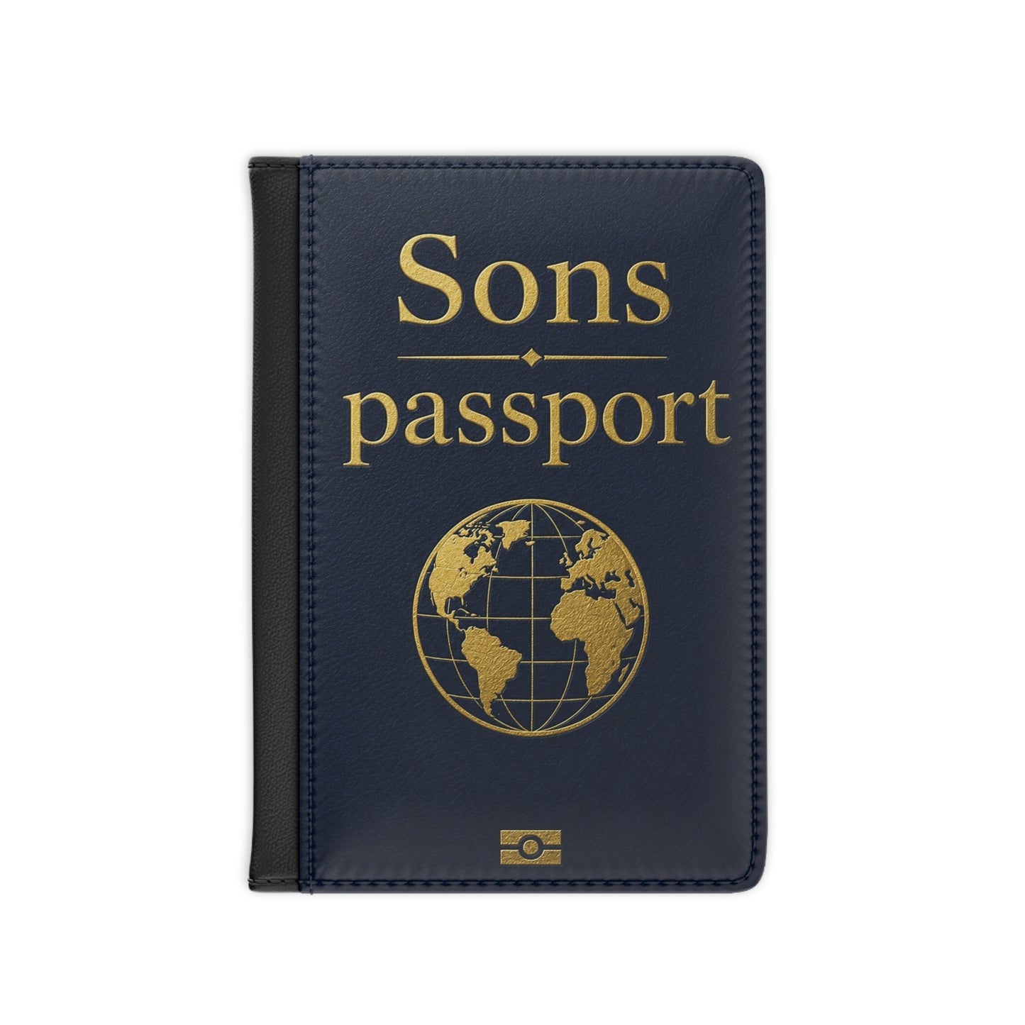 Sons Passport Cover – Personalized Travel Document Holder with Gold Globe Design