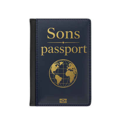Sons Passport Cover – Personalized Travel Document Holder with Gold Globe Design