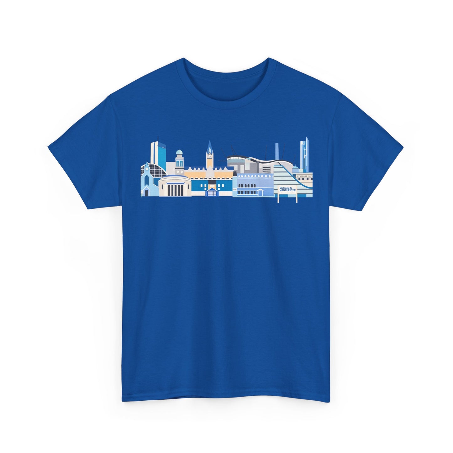 Manchester City Skyline Tee — Minimal Blue Urban Landscape T‑Shirt