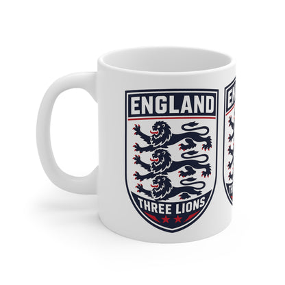 England Three Lions Ceramic Coffee Mug — 11oz & 15oz Football Fan Gift