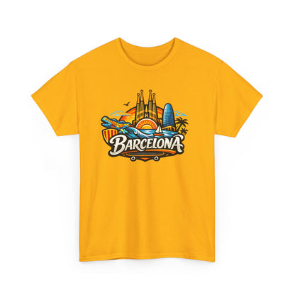 Barcelona Skyline Graphic Tee — Colorful Travel Souvenir T-Shirt