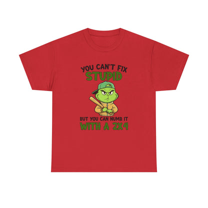 Funny Carpenter T‑Shirt — "You Can't Fix Stupid But You Can Numb It With a 2x4"