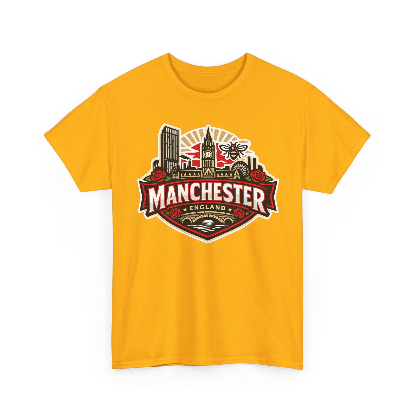 Manchester England Skyline T-Shirt — Vintage City Crest Tee