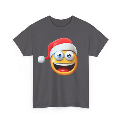 Christmas Emoji T-Shirt — Santa Hat Smiley Holiday Tee