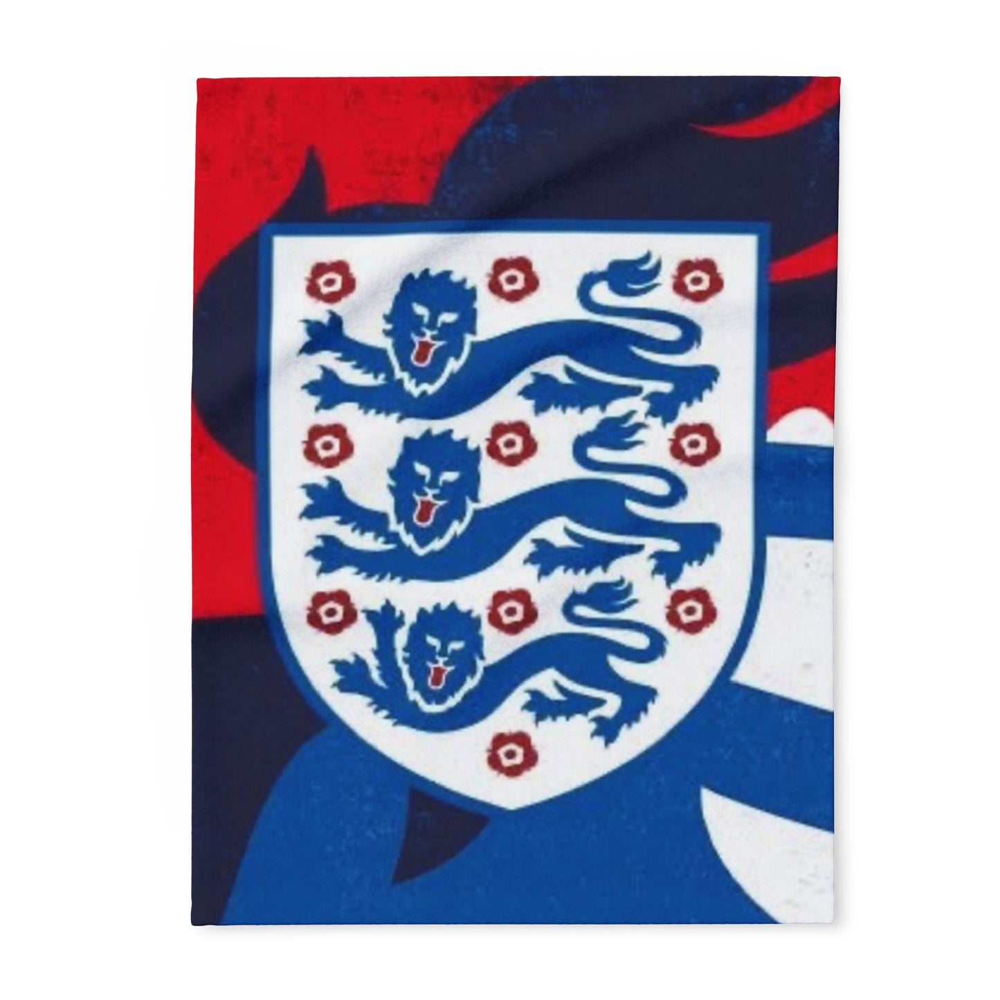 England Football Crest Fleece Blanket – Cozy Red & Blue Soccer Throw