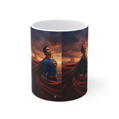 Superman Ceramic Mug - Epic Sunset Hero Portrait Coffee Cup (11oz & 15oz)