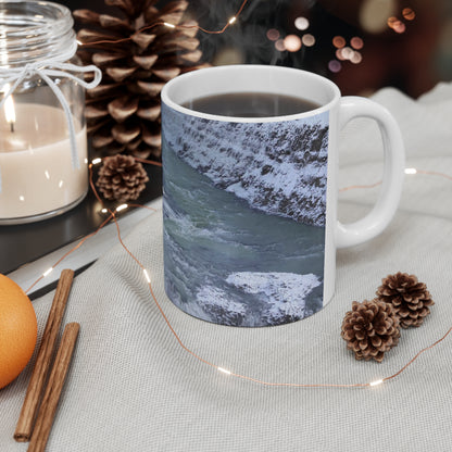 Ceramic Mug — Snowy Waterfall Scenic Coffee Cup (11oz & 15oz)