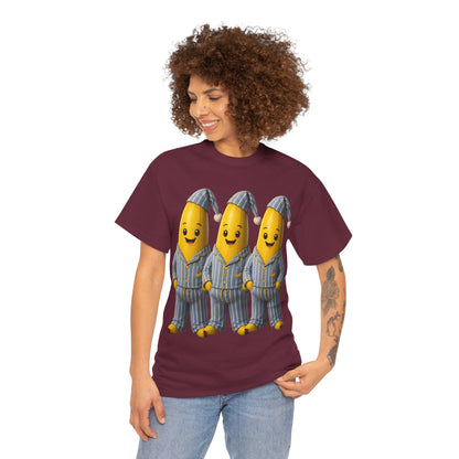 Bananas in Pyjamas – Three Smiling Bananas in Striped Pajamas Graphic T-Shirt