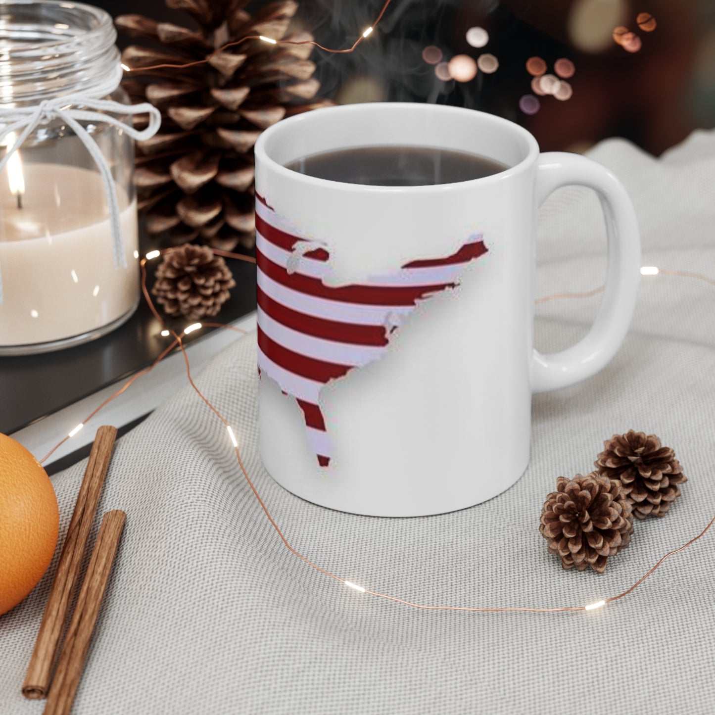 American Flag USA Map Ceramic Coffee Mug - Patriotic 11oz & 15oz