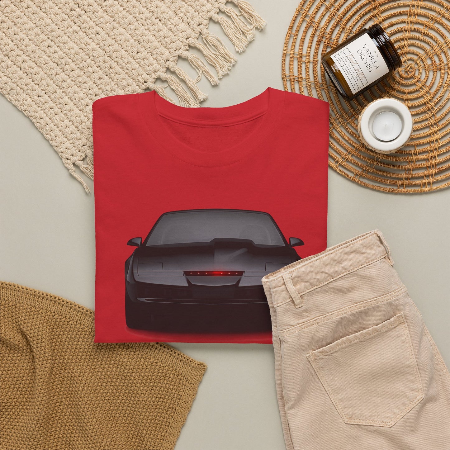 KITT-Inspired Retro Sports Car Tee — Front View Knight Rider Car Graphic Shirt