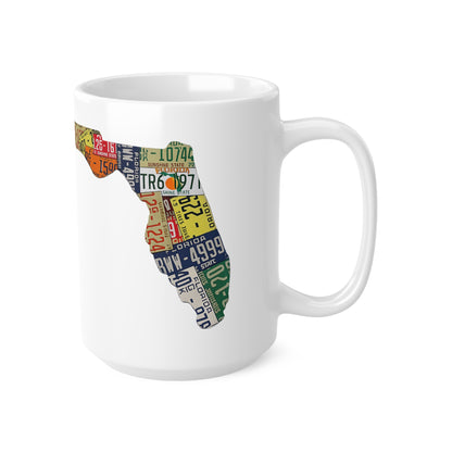 Florida License Plate Map Ceramic Coffee Mug — 11oz & 15oz