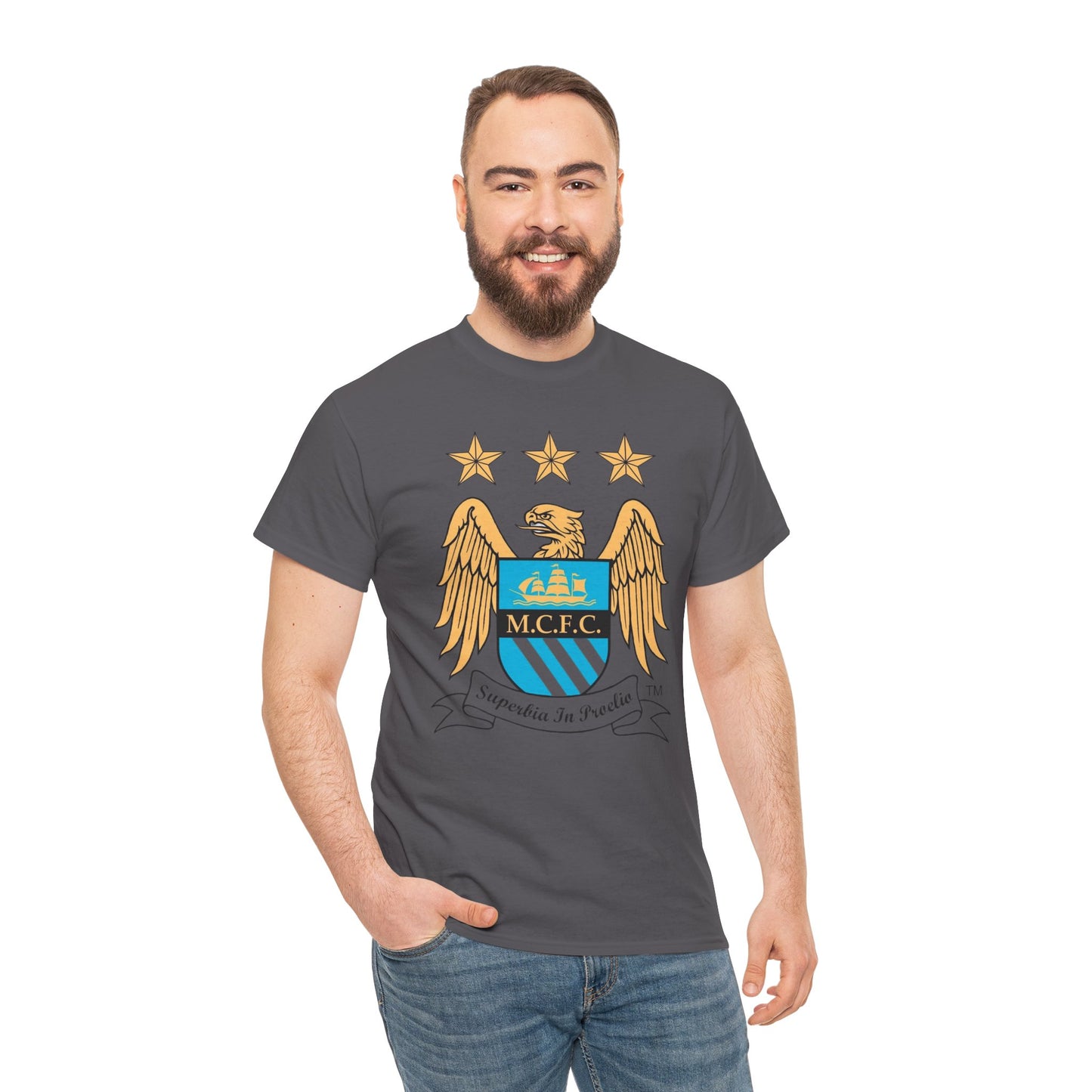 Manchester City Retro Club Crest T‑Shirt — MCFC Vintage Style Club Emblem Tee