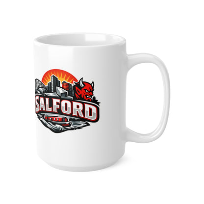 Salford City Skyline Coffee Mug – Devils Logo Ceramic Cup (11oz & 15oz)