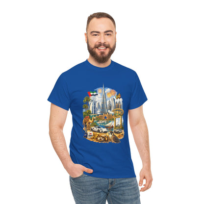 Dubai Skyline Beach Vacation T-Shirt – Retro Travel Collage Tee