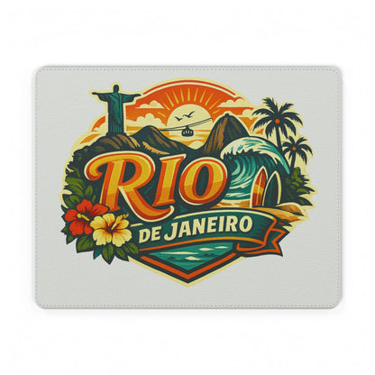 Rio de Janeiro PU Leather Mouse Mat — Tropical Beach Travel Desk Pad