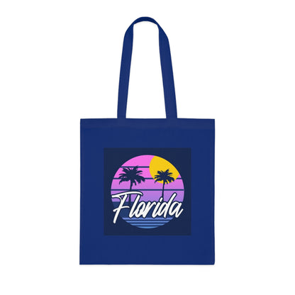 Florida Sunset Palm Tote Bag — Retro Beach Cotton Tote