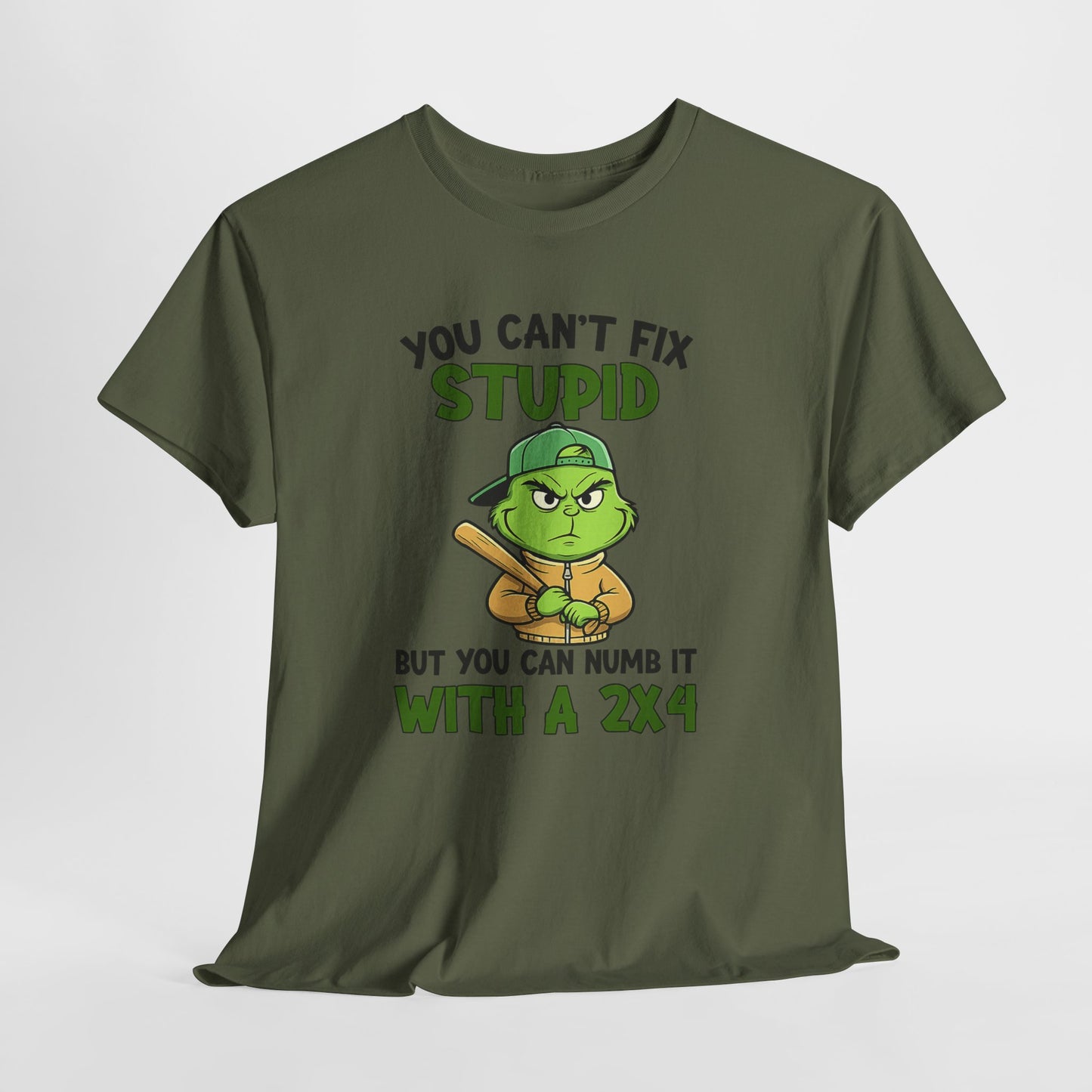 Funny Carpenter T‑Shirt — "You Can't Fix Stupid But You Can Numb It With a 2x4"