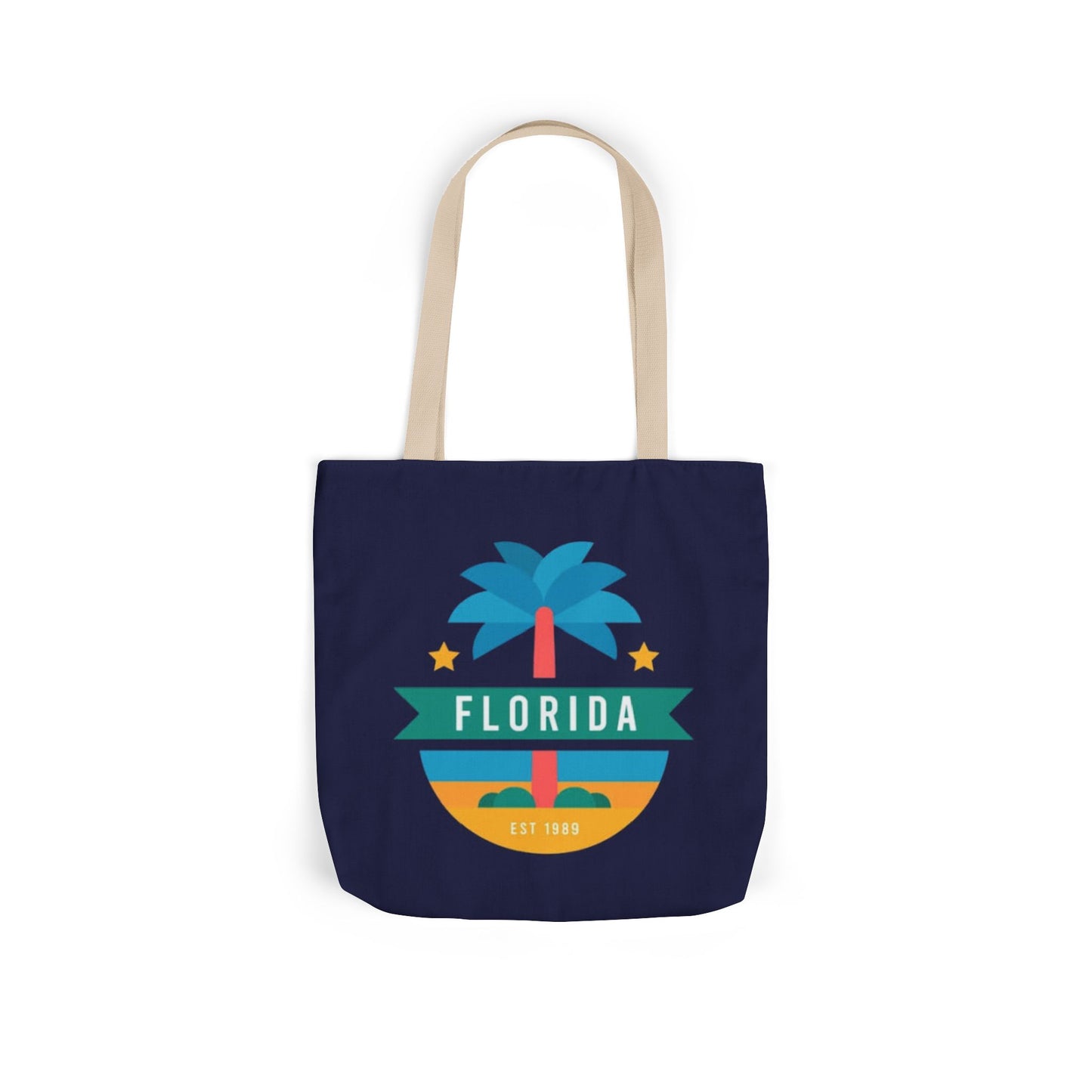 Florida Palm Beach Canvas Tote Bag — Retro Sunshine Travel Tote