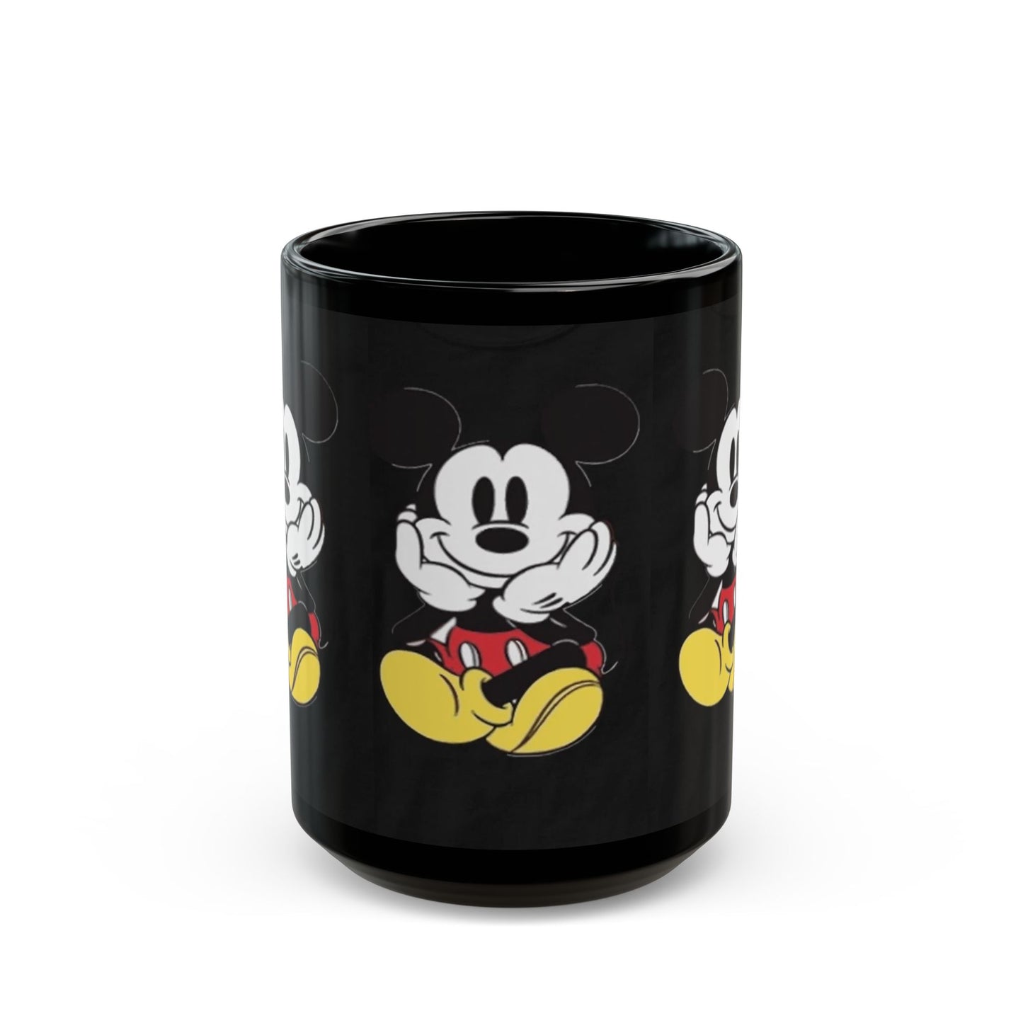 Black Character Mug - Classic Cartoon Mouse Sitting Design (11oz, 15oz)