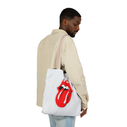 Rock & Roll Tongue Canvas Tote Bag — Retro Lip Graphic