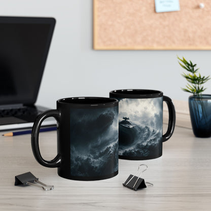 Empire Star Destroyer Stormy Starship Black Mug — Sci‑Fi Space Battle Coffee Cup (11oz, 15oz)