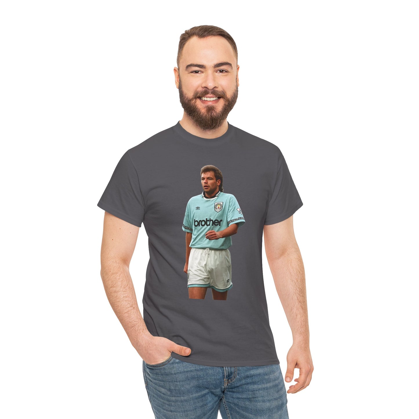 Uwe Rosler Manchester City Legend Graphic Tee - Retro Football Kit Print