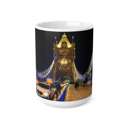 London Tower Bridge Night Photo Mug — Ceramic Coffee Cup, 11oz & 15oz